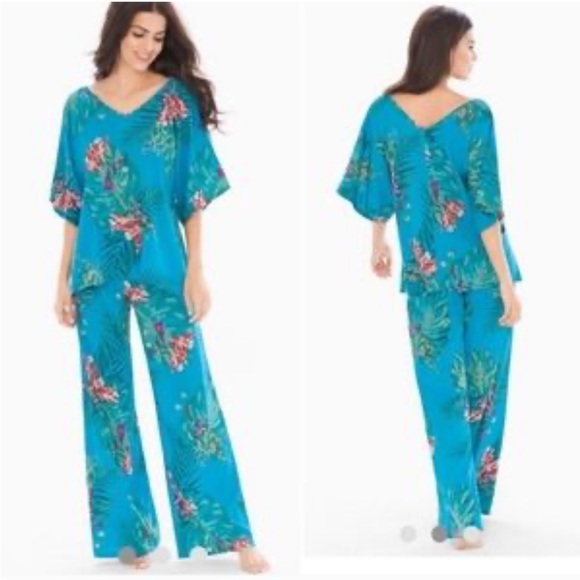 Soma Glamour Foliage Pajama Set in Blue with Floral Print - Picture 5 of 5
